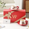 WOOCH Peace and Joy Wedding Gift Coffee Pair of Cups and Saucers Gift Box High-end Exquisite Luxury New Home Move-in Gift for New Year Peace and Joy Pair of Cups-Peace + Joy + Red Gift Box