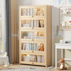 Moridi pine bookcase with flip-up transparent door student book storage cabinet multi-layer floor-to-ceiling solid wood bookshelf toy storage cabinet unpainted pine healthy solid wood bookcase five-layer 80 long flip door design