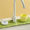 JD Logistics Kitchen Sink Drain Rack Wash Basin Storage Rack Pool Countertop Faucet Sponge Drain Pad Grass Green 1 pc