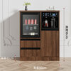 Meilingda 2025 new home smart voice solid wood fully automatic tea bar mechanism ice machine refrigerator refrigeration bottle sterilizer cabinet sideboard high-end living room water dispenser tea integrated cabinet solid wood voice 837 walnut color (refrigerator refrigeration) instant cooling type
