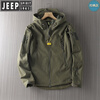 JEEP SPIRIT Jeep Brand Wall Crack Outdoor Tactical Soft Shell Jacket Men's Spring, Autumn and Winter Plus Velvet Windproof and Waterproof Jacket Military Green BAB02 S (80-100 catties)