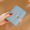 MK leather women's wallet folding short wallet multi-card slot wallet multi-functional light luxury simple change pink