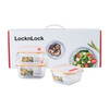 LOCK&LOCK heat-resistant glass crisper, microwave lunch box, office worker lunch box, student fruit meal lunch box three-piece set