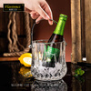 Flevinz thickened glass ice bucket European style engraved personalized handle ice bucket bar home foreign wine beverage transparent ice bucket handle glass ice bucket 1L
