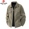 Pierre Cardin coat men's autumn and winter lapel retro work jacket men's multi-pocket casual warm top Bean Green XL
