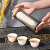Heat-resistant disposable kung fu tea cup with storage cup holder rice husk tea cup tea reception 60ml high-end tea cup Daoxiang cup 60ML 6 pack 300 only with high-end storage rack