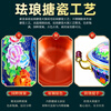 Guo Yiyuan's new cloisonné enamel binaural old Beijing small hot pot single alcohol environmentally friendly oil copper hot pot thickened double hot pot blue background flowers blooming rich copper inner pot 1-2 people 22cm