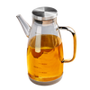 YOUQIN glass oil pot kitchen household oil bottle soy sauce vinegar seasoning bottle oil container stainless steel oil pot gray transparent color 600ml oil pot 1 pack