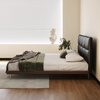 Yiluo Heiqiao Bed Italian Minimalist Leather Bed Master Bedroom Thin Headboard Simple Modern Black Retro Side Bed Luna Top Layer Cowhide + Beech Ribs 1800mm*2000mm Bracket Structure