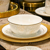 Yanlai Jingdezhen Ceramic Bowl Set Household Bowl Set Light Luxury Tableware Set Chinese Style Phnom Penh Housewarming Bowls and Chopsticks One Season Flowers Bloom 56 Prince Gold Edition Gift Box