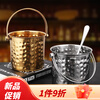 Qian Dong stainless steel ice bucket golden champagne bucket bar KTV European hammered wine barrel red wine foreign wine frame ice bucket commercial extra thick hammered ice bucket 1L gold