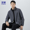 ROMON jacket men's autumn and winter casual trendy imitation sherpa stand-up collar fleece jacket soft polar fleece jacket men's gray A2XL