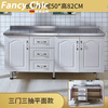 FANCYCHIC simple cabinet rental stainless steel kitchen cabinet sink cabinet kitchen stove cabinet integrated assembly economical 160 three-drawer flat stainless steel countertop thickening