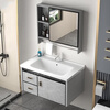 Door-to-door installation wash basin cabinet small apartment bathroom cabinet ceramic integrated basin bathroom wash basin cabinet household double door 60CM ceramic basin