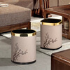 Meiwobao living room trash can household new Chinese style light luxury high-end bedroom kitchen double barrel large diameter large capacity storage barrel without cover Suihan plum blossom-round-gold circle 10L