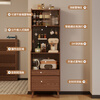 LEXI small apartment sideboard living room wall multifunctional cabinet wine cabinet bull socket with light-solid wood style-walnut color 60CM
