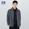 ROMON jacket men's autumn and winter casual trendy imitation sherpa stand-up collar fleece jacket soft polar fleece jacket men's gray A2XL