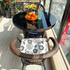 Jingheng outdoor table and chairs, courtyard balcony leisure rattan chair three-piece set, patio outdoor chair, rattan chair, small coffee table combination, 2 chairs + 64 square table, free cushion