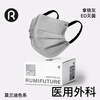 Runmi Bio Gray Medical Surgical Mask Disposable Adult Hypoallergenic Independent Pack Latte Gray 50 pieces/box