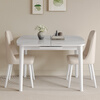 Jiajiamei cream style white glass table top simple retractable small apartment explosion-proof glass dining table and chair combination folding retractable table retractable dining table (upgraded model) rubber wood 70cm *90cm *75cm