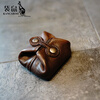 Kangaroo (KANGAROO) key bag retro and practical handmade first-layer cowhide mini bean bag coin purse headphone storage card bag coffee color