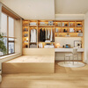 Sophia tatami bed, log style bookcase, desk, wardrobe integrated with lift table, storage cabinet furniture, teenagers' second bedroom, privileged deposit (can be canceled in store)