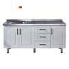 FANCYCHIC simple cabinet rental stainless steel kitchen cabinet sink cabinet kitchen stove cabinet integrated assembly economical 160 three-drawer flat stainless steel countertop thickening