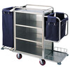 Oufeng Hotel Linen Cart Hotel Work Car Housekeeping Service Cart Double-sided Thickened Stainless Steel Storage Cart Trolley Blue 10-Tube Conical Removable Linen