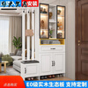 Guangdong Mercure 2026 new European style solid wood entrance hall cabinet simple modern multi-functional shoe cabinet and wine cabinet integrated storage delivery home package installation stool on the right white 40*30*200 with door style