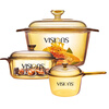 Corning (VISIONS) pot set crystal clear glass soup pot stew pot 1.25L + single handle 1.6L + 3.2L three-piece set