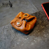 Kangaroo (KANGAROO) key bag retro and practical handmade first-layer cowhide mini bean bag coin purse headphone storage card bag coffee color