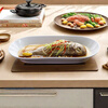Huaqingge grilled fish plate ceramic fish plate high white porcelain household plate Western food plate 12-inch large deepened pure white steamed fish plate