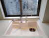 Japan imported large single sink HS800 above and below counter basin kitchen artificial marble color mute orange yellow