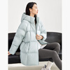 Dialogue Soufflé Puff Down Jacket Women's Mid-Length 2025 Winter New High-Filled Velvet Super Nice-Looking Hooded Jacket Eggshell Blue S