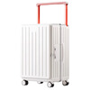 Ouyao wide trolley suitcase side opening lid box multifunctional aluminum frame large capacity thickened durable aircraft boarding password box shell white | water cup holder *usb* hook 20 inches / aluminum alloy middle frame + double-layer explosion-proof zipper