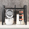 Home kitchen kitchen storage rack retractable rice cooker storage rack oven storage rack household countertop storage rack multi-function rack black 3-speed adjustment + hook