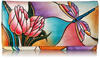 Anna by Anuschka Women's Hand-painted Genuine Leather Multi-Card Slot Wallet Dragonfly Flower Art 18 Card Slots Dragonfly Glass Painting One Size