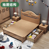 Fruit wood style children's bed solid wood for boys and girls 1.35m single bed 1.2m solid wood bed 1.5m imported golden sandalwood single bed + 10cm natural antibacterial coconut palm mat 150*200cm standard silent bed board