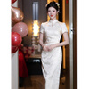 She plays the new Chinese style champagne color daily all-inclusive cheongsam toast dress bridal dress certificate registration female engagement dress champagne color M