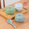 Longquan celadon stew pot ceramic water-proof stew household steamed vegetable egg custard with lid ceramic soup cup bird's nest stew pot with steamed egg bowl for soup Tianqing