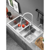 Ye Yu kitchen sink double-slot SUS304 stainless steel hand-made thickened dish basin package above and below the counter hand washing sink 72*40 round faucet package (plus
