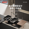 JOMOO SUS304 stainless steel sink household millet embossed large single tank left drain thickened kitchen sink handmade basin gun ash 72丨left drain丨pull faucet丨wash
