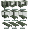 Military green mobile cage combat readiness material turnover vehicle wheeled mobile pallet thickened field picture box rotational molding box 1200 deep mesh cage