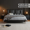 Lin's Home 1.8m cowhide master bedroom king bed double bed Italian minimalist bed floor-standing leather bed high-end luxury black whale PC667 black brown high bed optional 0 glue spine pad 1.8mx2m single bed