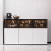 Camixuan package installation solid wood sideboard household tea cabinet modern simple light luxury high-end wine cabinet storage cabinet length 120cm dark gray + white