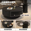 Qingziyou high-end slate coffee table living room light luxury coffee table size apartment household table gray glass round modern simple coffee table black cabinet black slate single coffee table single drawer 70CM