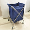 Linen Cart Stainless Steel Folding Room Service Trolley Clothes Storage Cart Linen Frame Hotel Thickened Conical Blue Cloth Bag