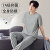 Langsha spring and summer new pajamas men's antibacterial and anti-mite pure cotton men's pajamas, comfortable, breathable and loose home clothes set