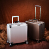 World Geographic pilot stewardess boarding case aluminum magnesium alloy suitcase aluminum frame 18-inch suitcase men's computer password box luxury silver (vertical grain aluminum-magnesium alloy) 18 inches - boarding available