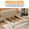 Langxiang solid wood double bed 1.8 meters 2 meters row frame edge frame leather bed master bedroom cream style wedding bed furniture bed + 20cm independent spring mattress 1.8*2 meters